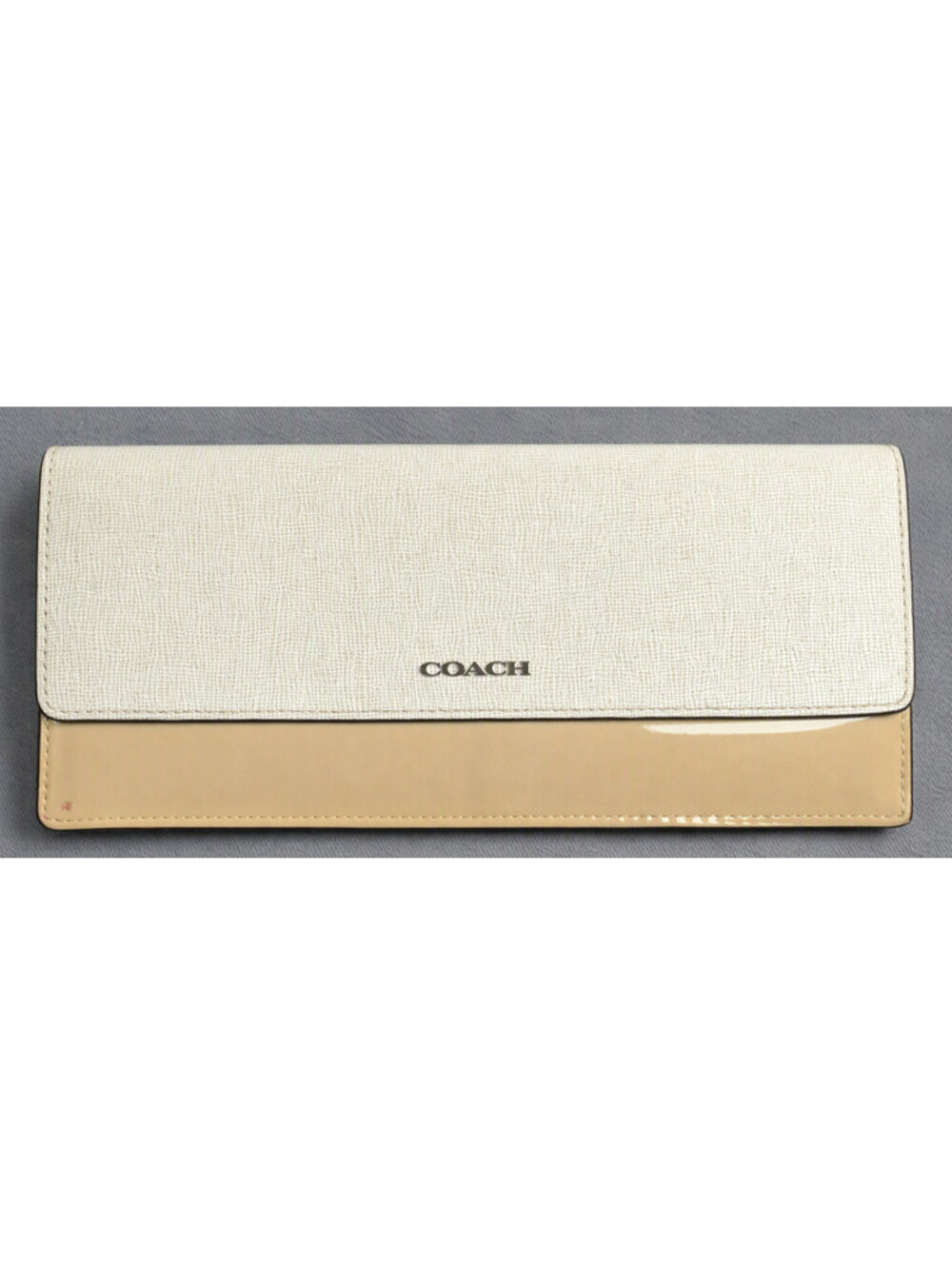 Coach Saffiano Leather Colorblock Wallet Tan Pink Snap Organizer Card Holder